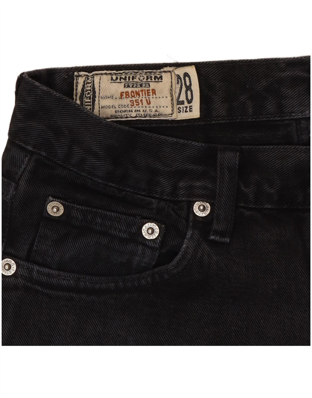 UNIFORME Jeans retos femininos W28 L29 algodão preto