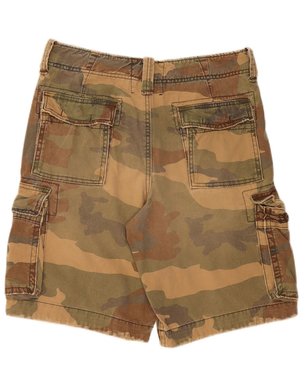 Hollister Mens Cargo Shorts W30 Médio Cáqui Camuflagem Algodão