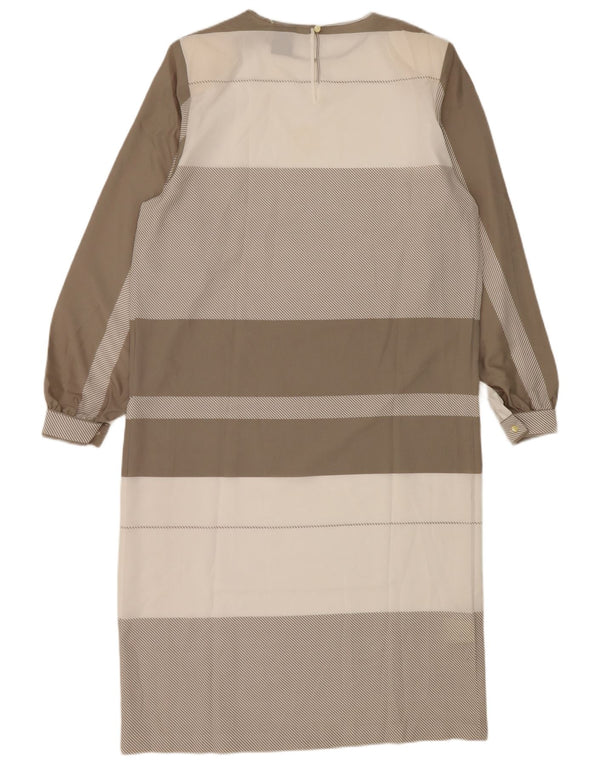 Vestido feminino Fiorella Rubino de manga comprida com listras cinza grande UK 16