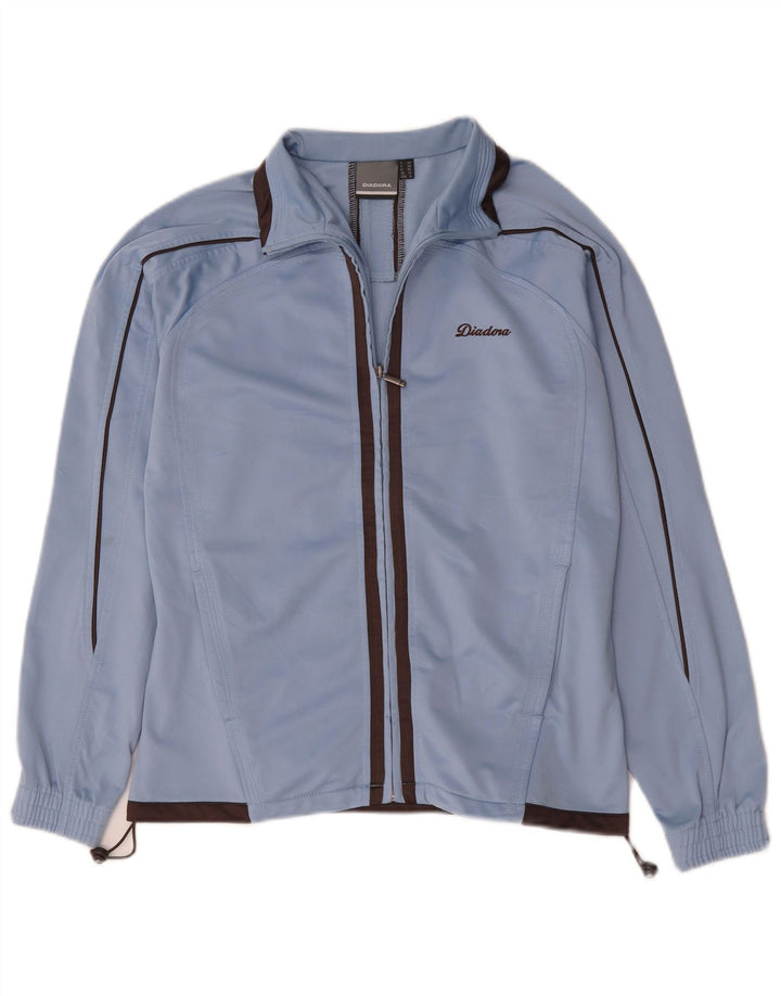 Diadora Womens Oversized Tracksuit Top Jacket UK 10 Pequeno Azul Poliéster
