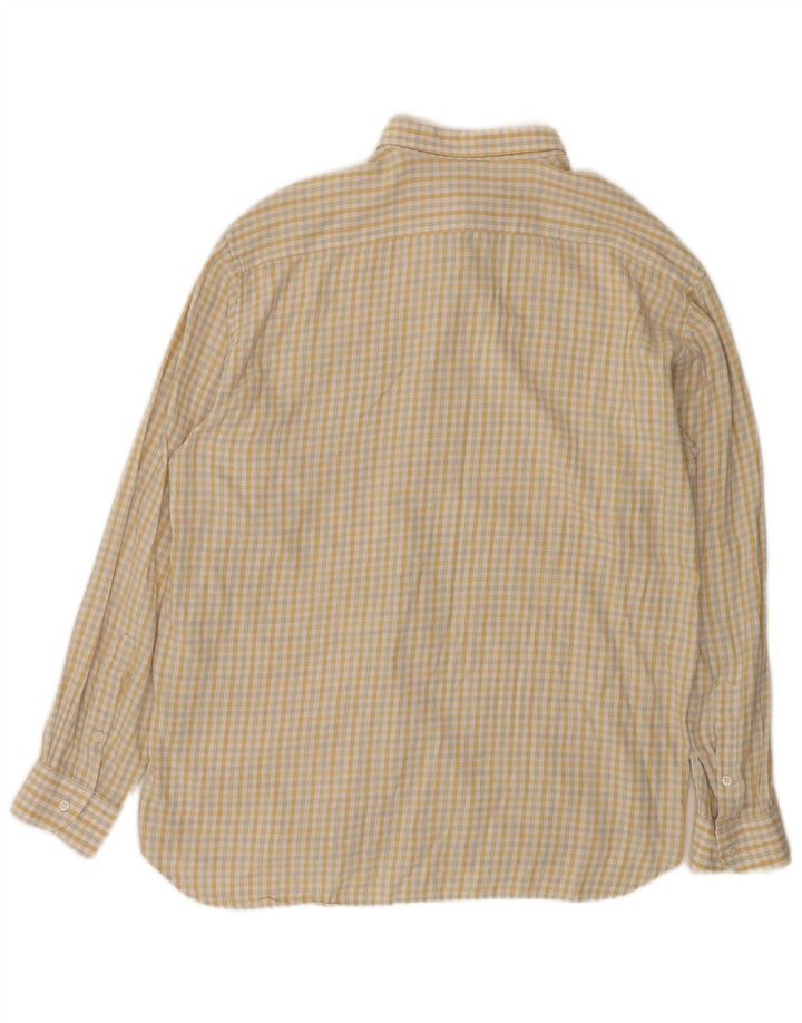 Camisa masculina de flanela Cacharel grande xadrez amarelo