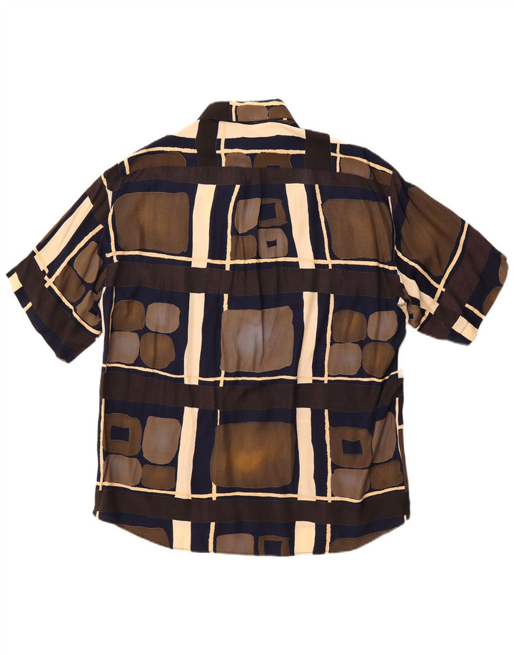 Camisa masculina de manga curta Tipo'S média viscose geométrica multicolorida