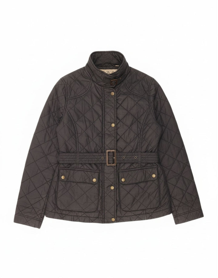 Jaqueta acolchoada feminina Jack Wills Reino Unido 14 grande nylon preto