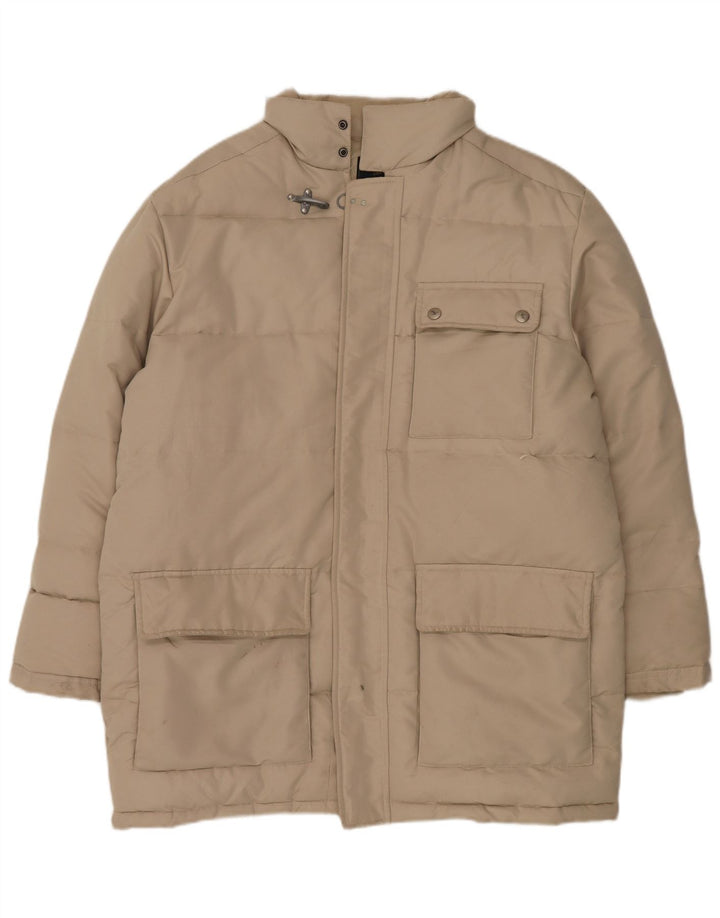 Casaco acolchoado com capuz masculino Fay UK 40 poliéster bege grande