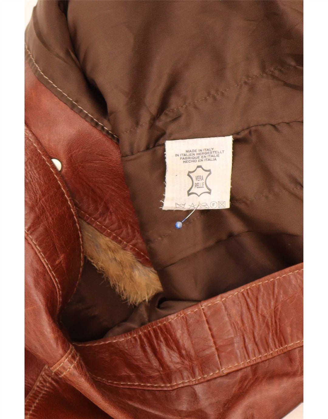Jaqueta de couro vintage feminina UK 18 XL marrom