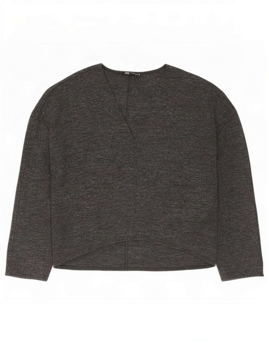 Blusa oversized feminina Zara UK 10 poliéster manchado cinza pequeno