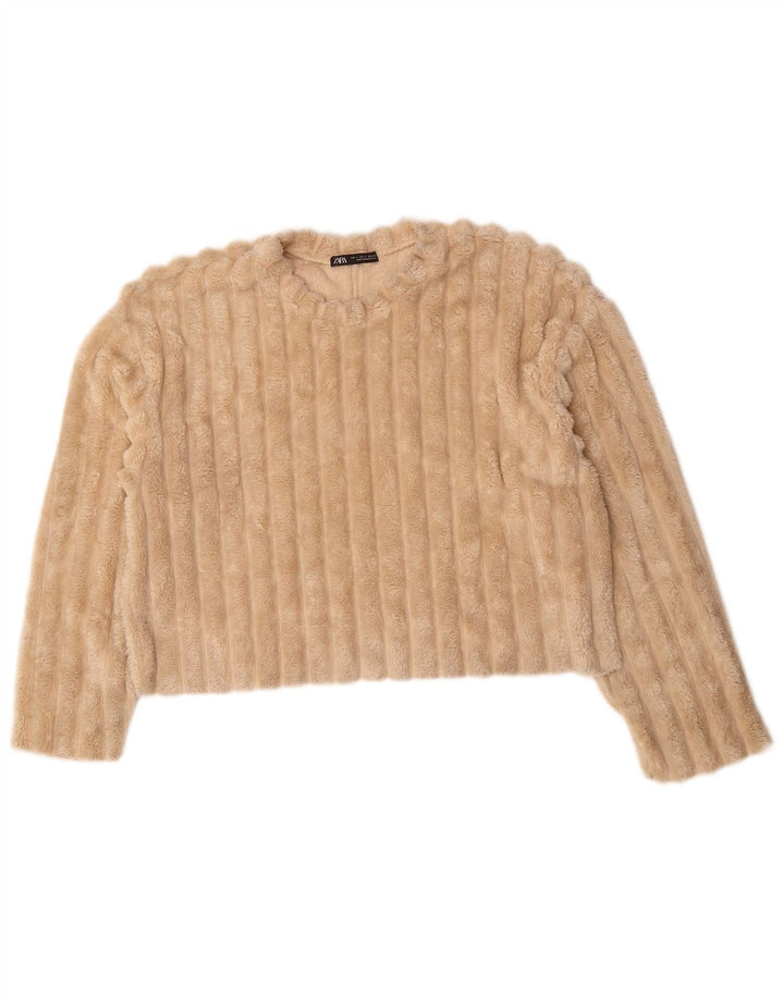 ZARA Womens Oversized Fleece Jumper Reino Unido 10 Pequeno Bege