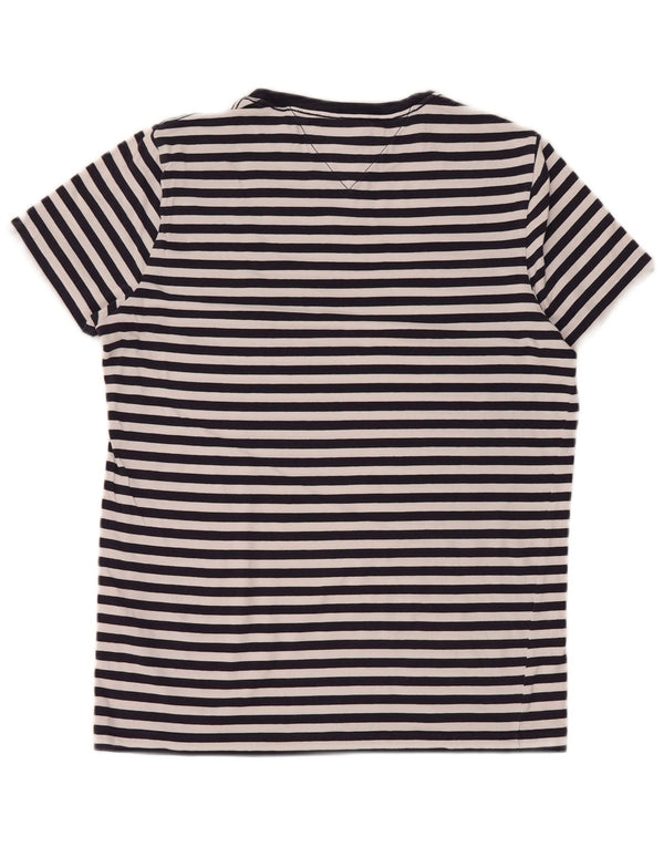 Tommy Hilfiger Womens Slim Fit T-Shirt Top UK 10 Small Navy Blue Striped