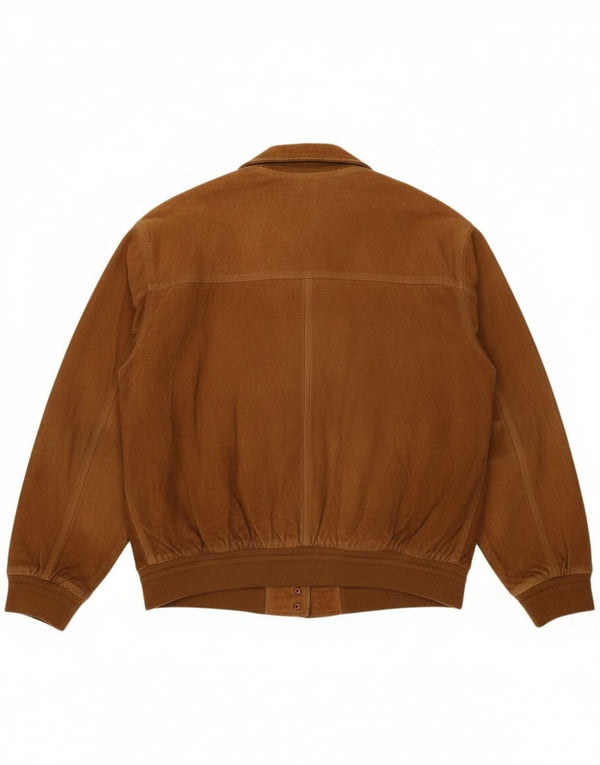 Vintage Mens Suede Bomber Jacket UK 42 XL Brown Leather