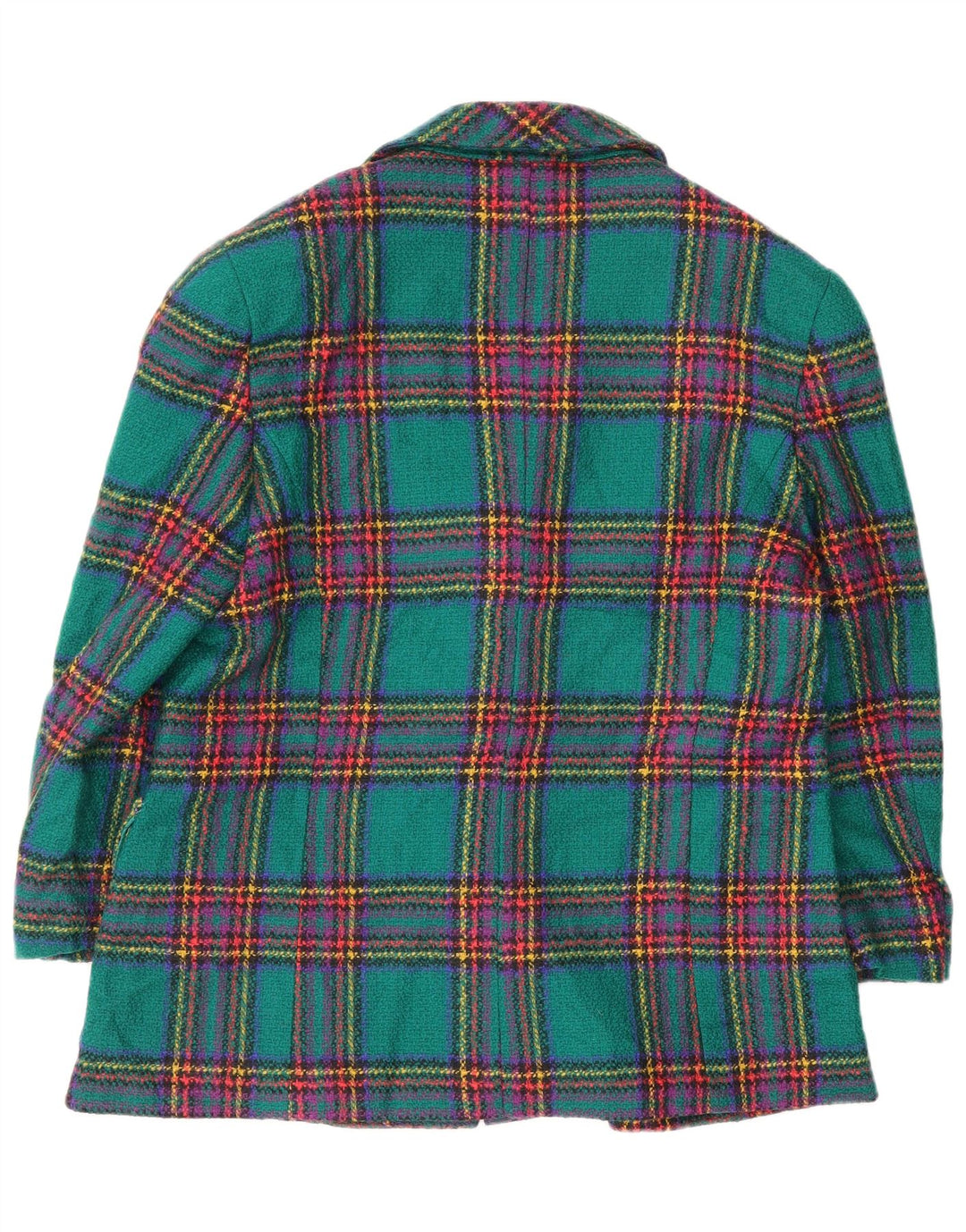 Jaqueta blazer vintage feminina com 3 botões Reino Unido 14 xadrez verde médio