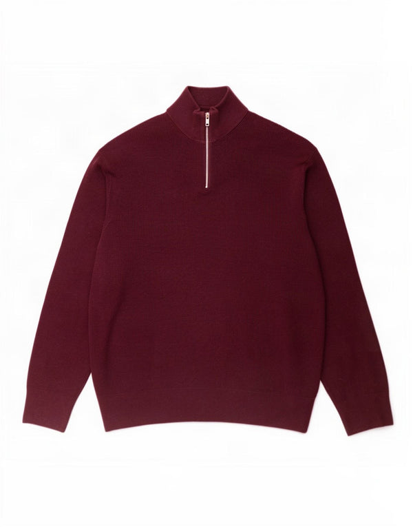 Suéter masculino Marks & Spencer com zíper e gola 3XL poliéster cor de vinho