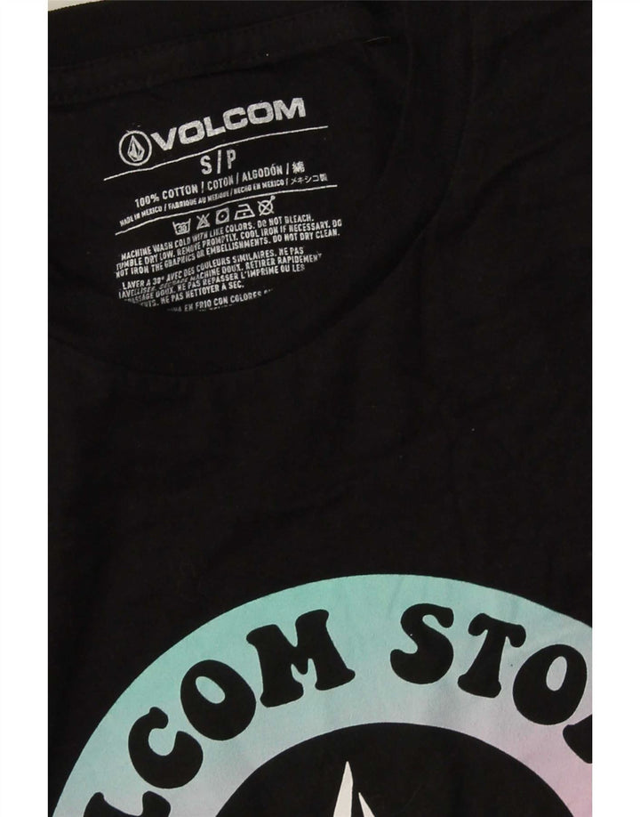 Volcom Camiseta masculina gráfica top pequeno algodão preto