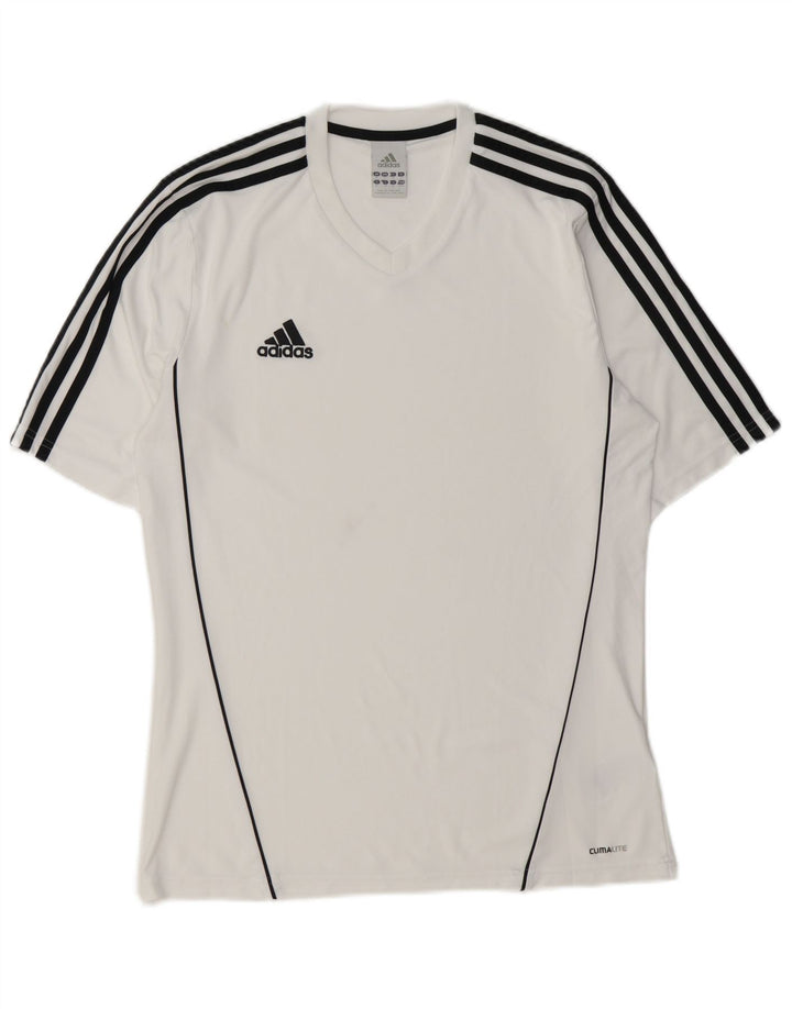 Adidas Mens Climalite Camiseta Top Médio Poliéster Branco
