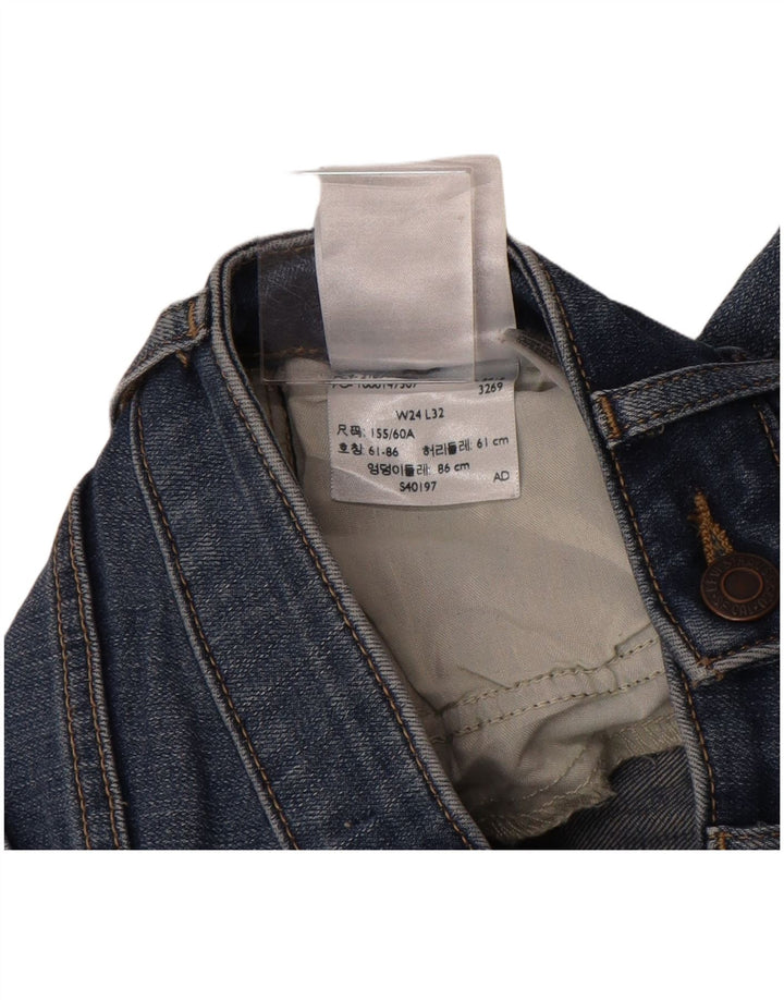 Levi's feminino 714 jeans retos W24 L28 algodão azul