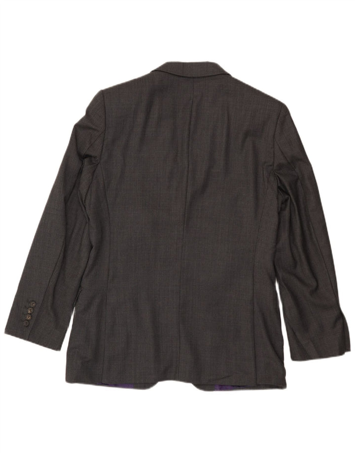 Jaqueta blazer masculina Ted Baker com 2 botões Reino Unido 36 pequena lã cinza