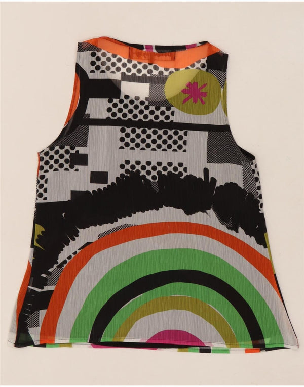 DESIGUAL blusa feminina gráfica top UK 6 XS multicolorido geométrico