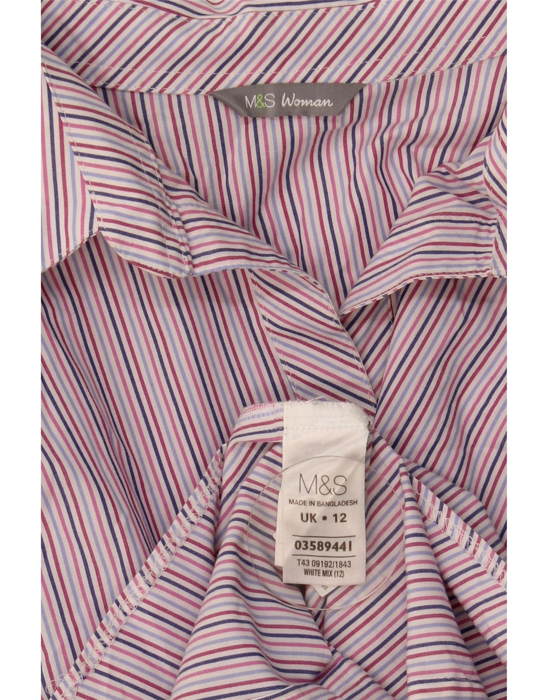 Camisa feminina de manga 3/4 da Marks & Spencer Reino Unido 12 listrada média multicolorida