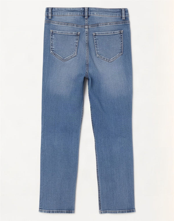 White Stuff Womens Crop Straight Jeans Reino Unido 10 Pequeno W28 L24 Azul Algodão