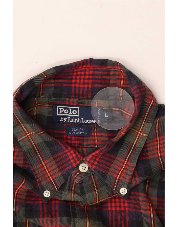 Polo Ralph Lauren Camisa masculina de flanela Blaire grande xadrez multicolorida