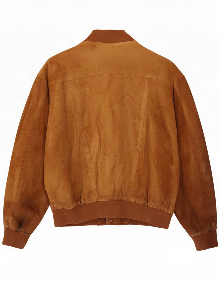 Jaqueta bomber masculina vintage IT 48 couro bege médio
