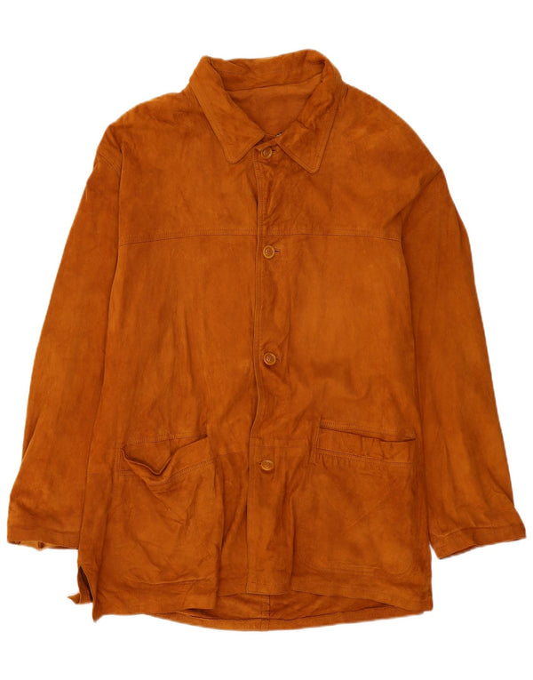 Jaqueta de camurça masculina vintage EU 56 3XL couro marrom