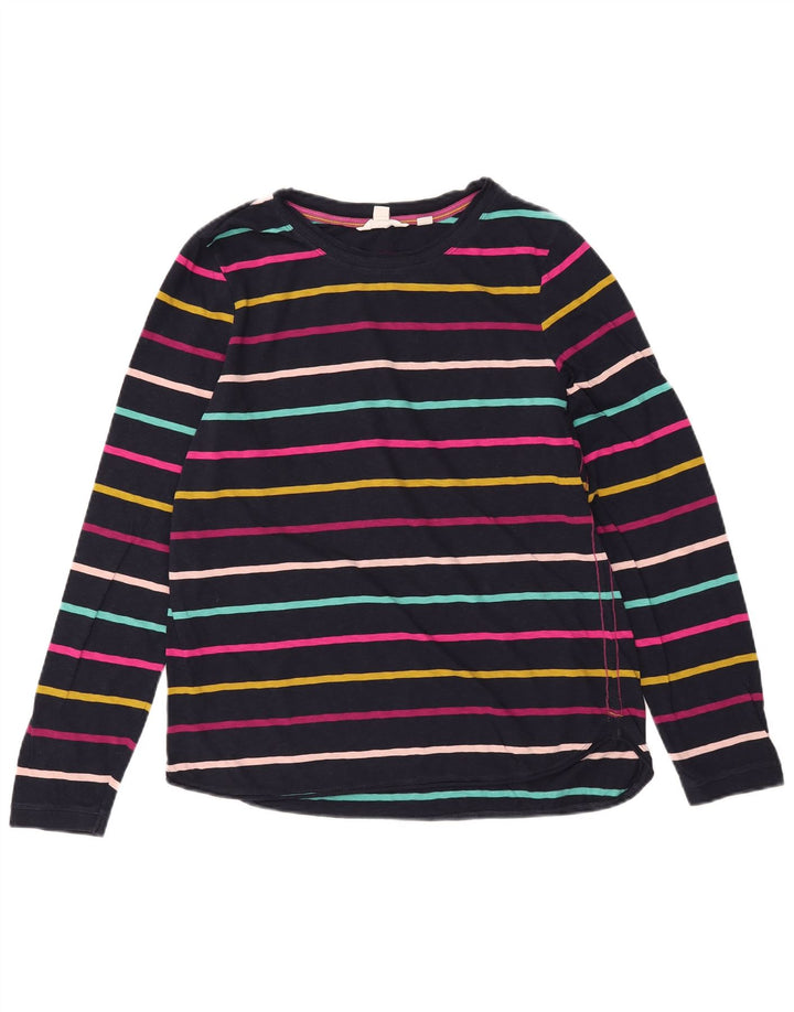 WHITE STUFF Top feminino de manga comprida UK 14 grande listrado azul marinho