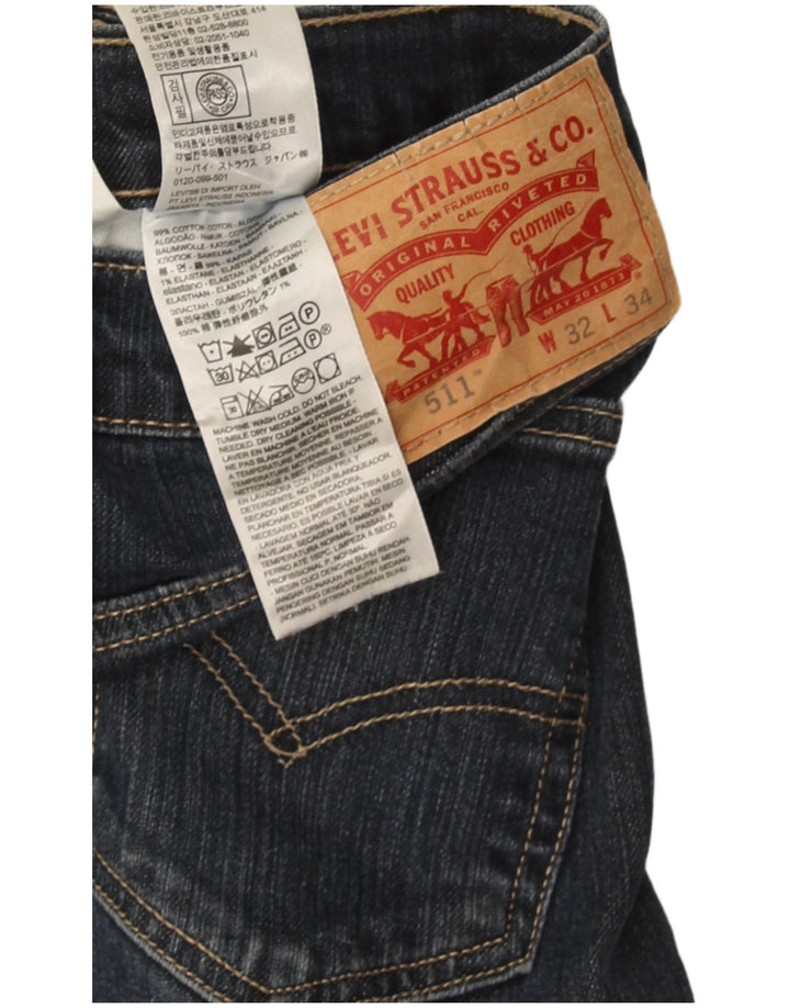 Levi's Masculino 511 Slim Jeans W32 L34 Azul Marinho Algodão