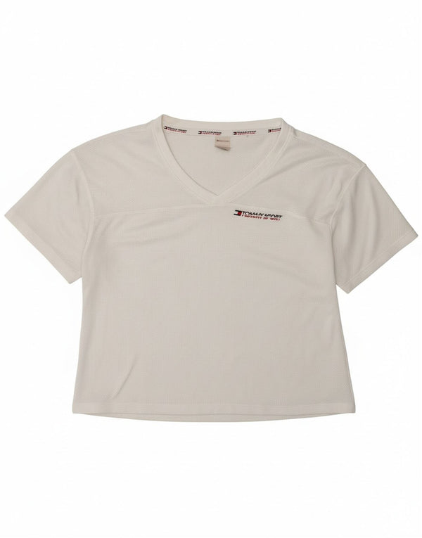 Camiseta feminina TOMMY HILFIGER UK 14 poliéster branco médio
