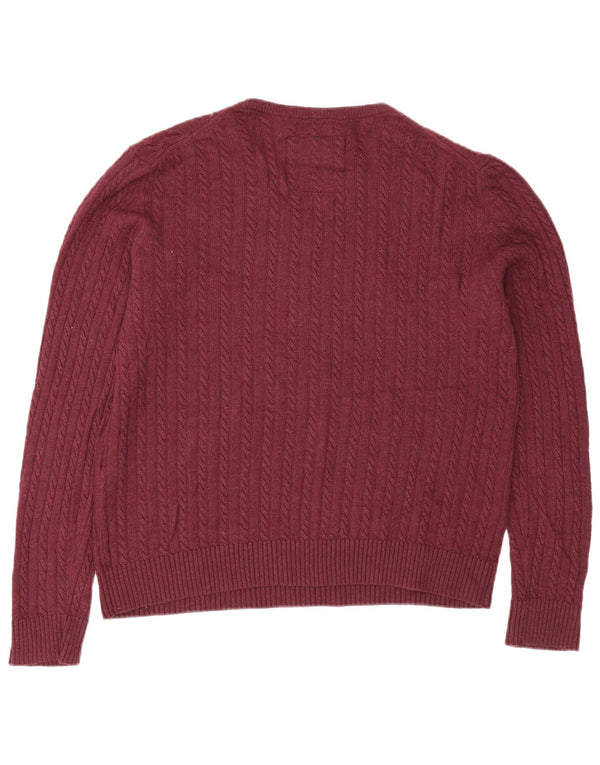 Suéter feminino Superdry com ajuste regular e gola canoa Reino Unido 18 XL lã borgonha