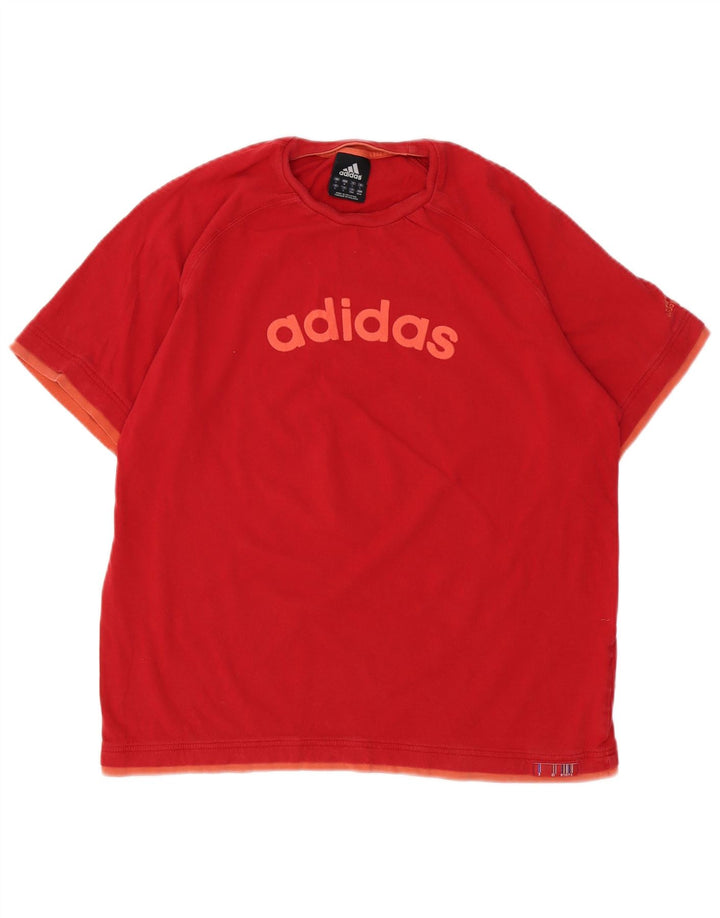 ADIDAS Mens Graphic T-Shirt Top Grande Algodão Vermelho