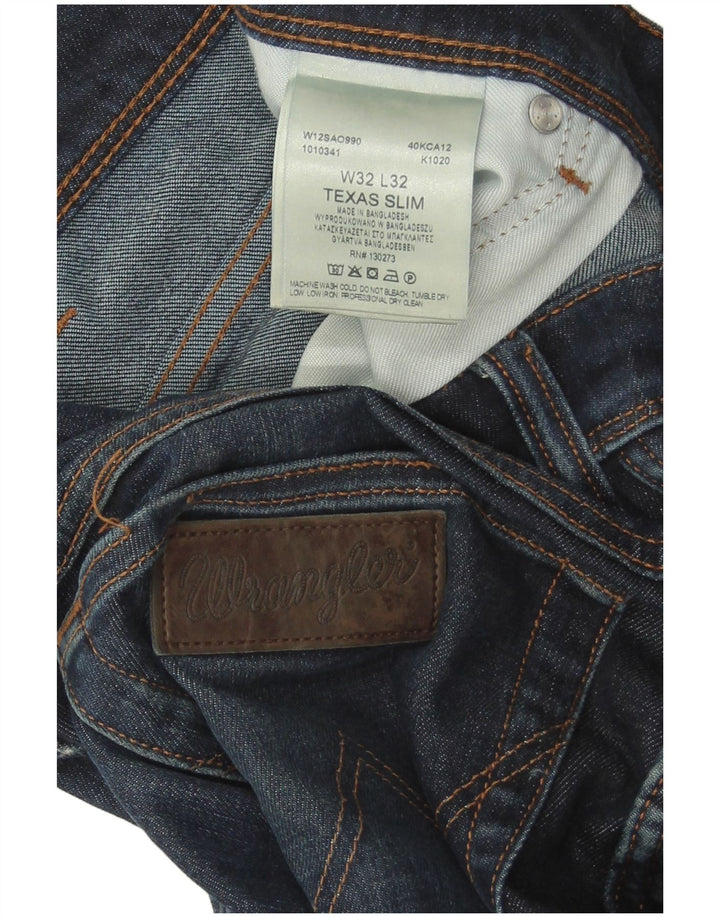 Wrangler Masculino Texas Slim Jeans W32 L32 Azul Algodão