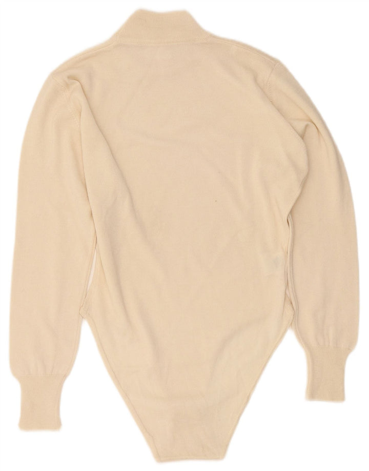 Body feminino vintage de manga comprida UK 14 grande off white