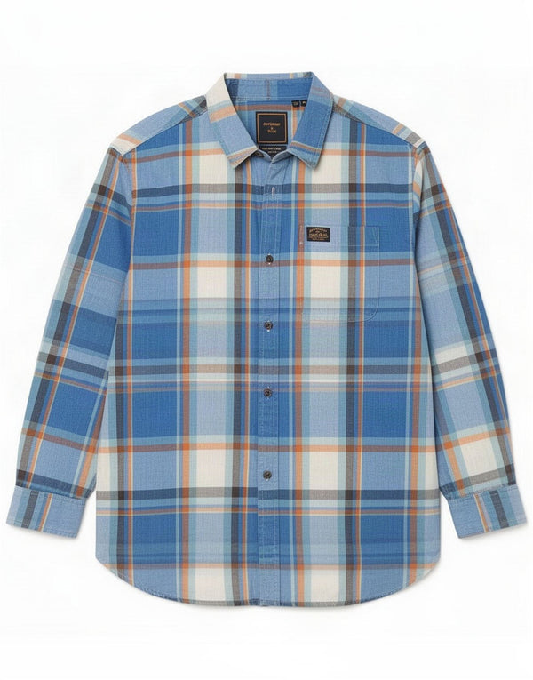 Camisa masculina Superdry Algodão xadrez azul médio