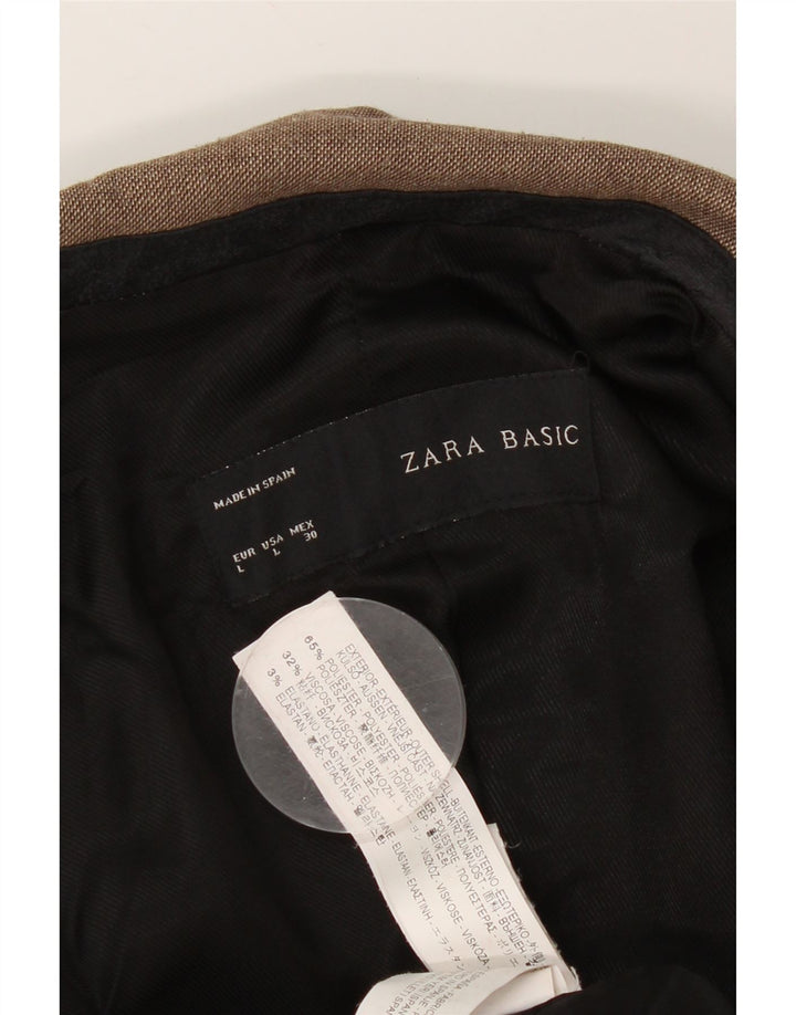 Jaqueta blazer feminina Zara com 1 botão Reino Unido 14 grande poliéster marrom