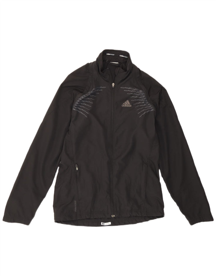 Adidas Womens Clima Proof Tracksuit Top Jacket UK 14 Grande Preto Geométrico