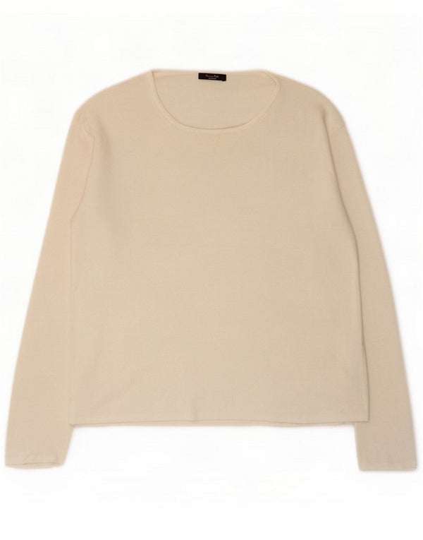 Massimo Dutti Womens Top Long Sleeve UK 14 Medium Beige Cotton