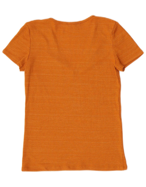 Camiseta feminina Zara Top UK 10 pequena laranja