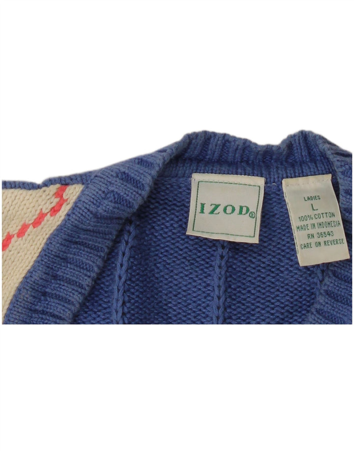 Regata feminina Izod com colete UK 16 grande azul Argyle/algodão diamante