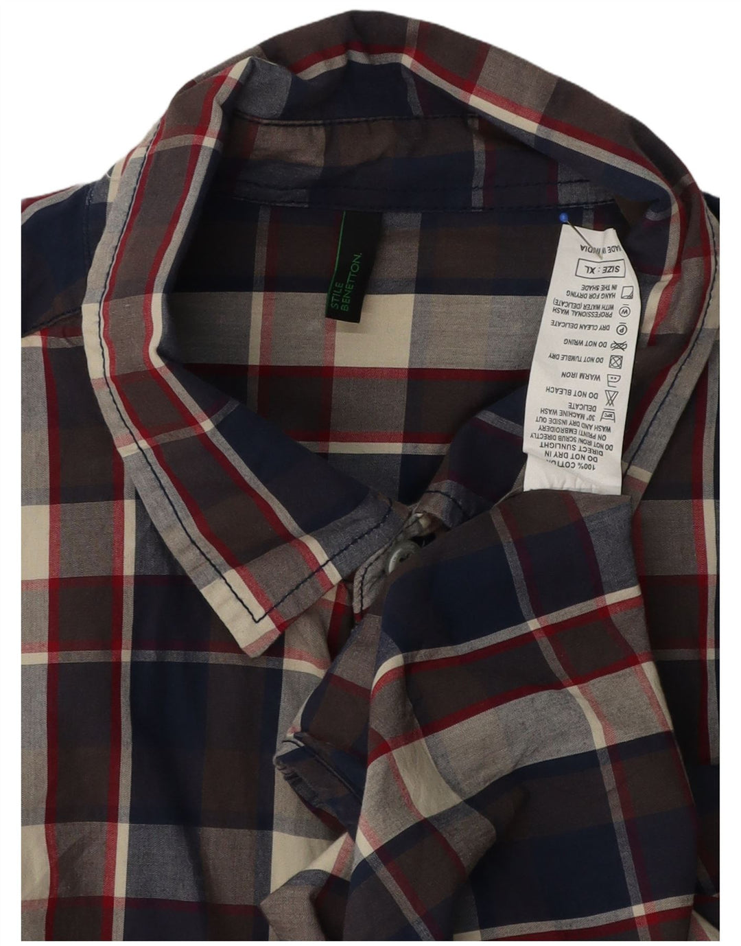Camisa masculina Benetton XL algodão xadrez multicolorido