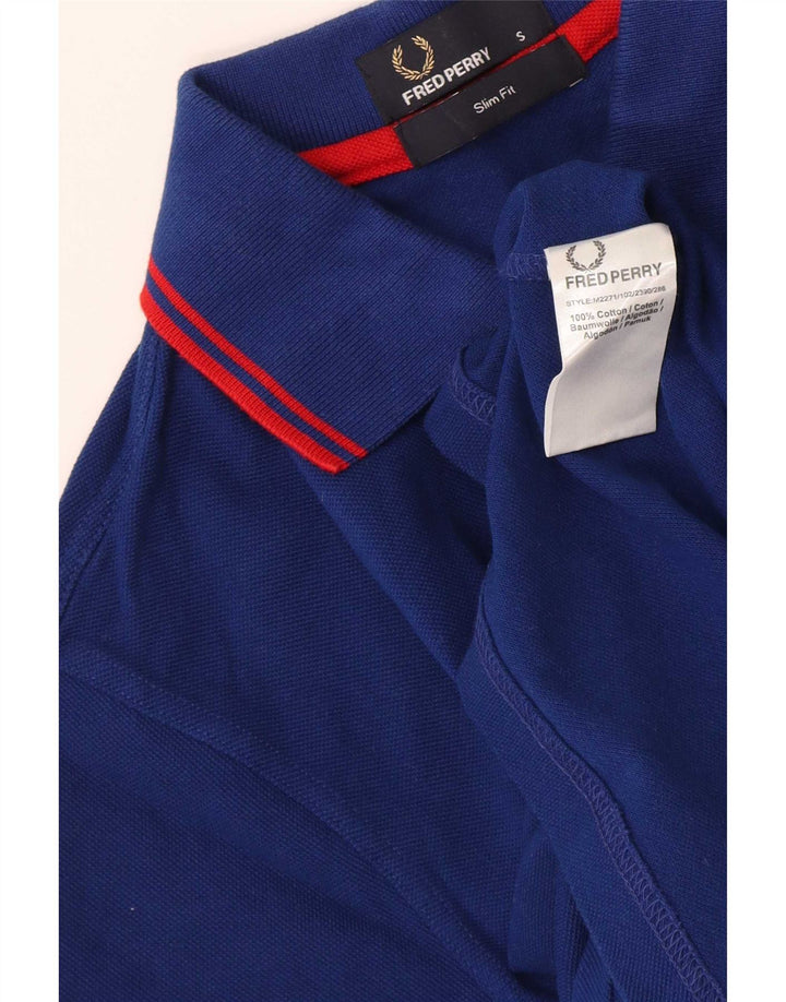 Camisa polo masculina Slim Fit Fred Perry pequena de algodão azul marinho
