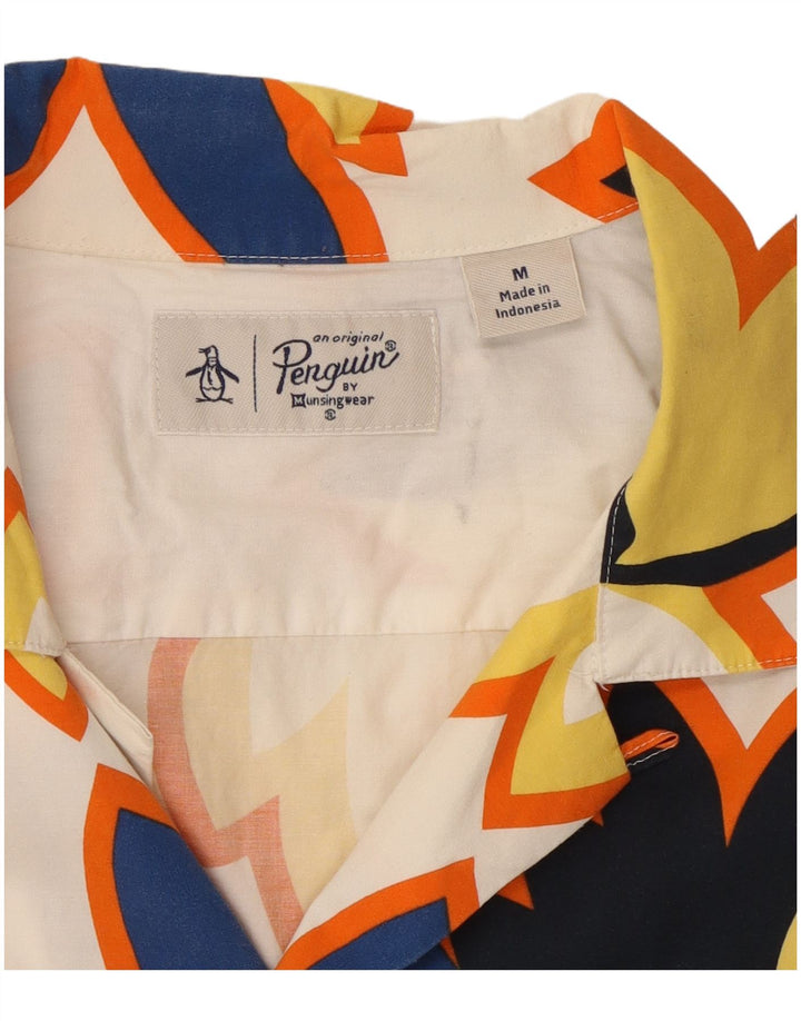 Camisa masculina de manga curta Penguin médio branco floral