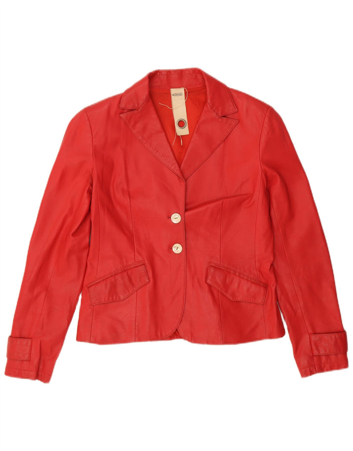 Jaqueta blazer feminina de couro com 2 botões Compagnia IT 44 couro vermelho médio