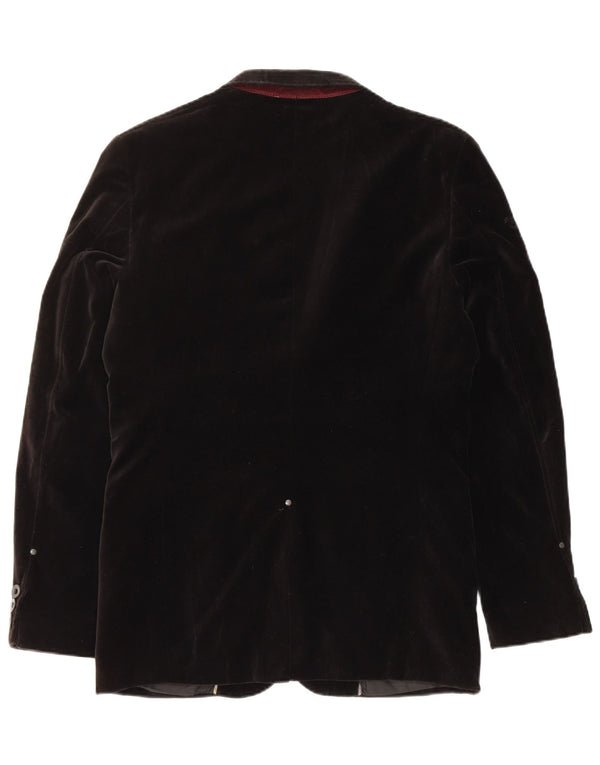 Jaqueta blazer masculina de veludo com 2 botões JACK & JONES Reino Unido 36 algodão preto pequeno