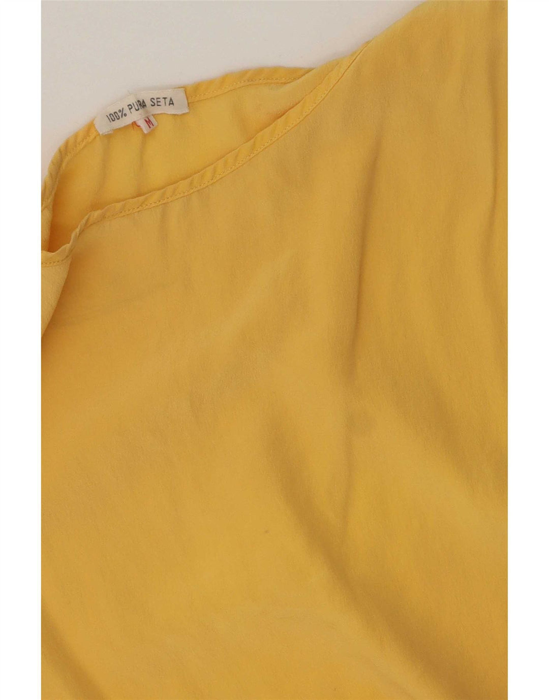 Blusa feminina vintage sem mangas UK 14 seda amarela média