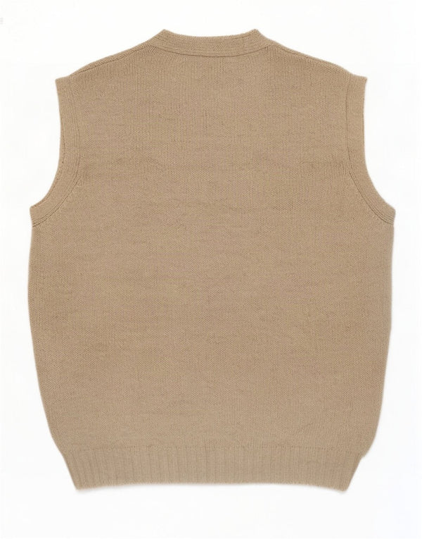 Benetton Mens Vest Tank Top Médio Algodão Bege