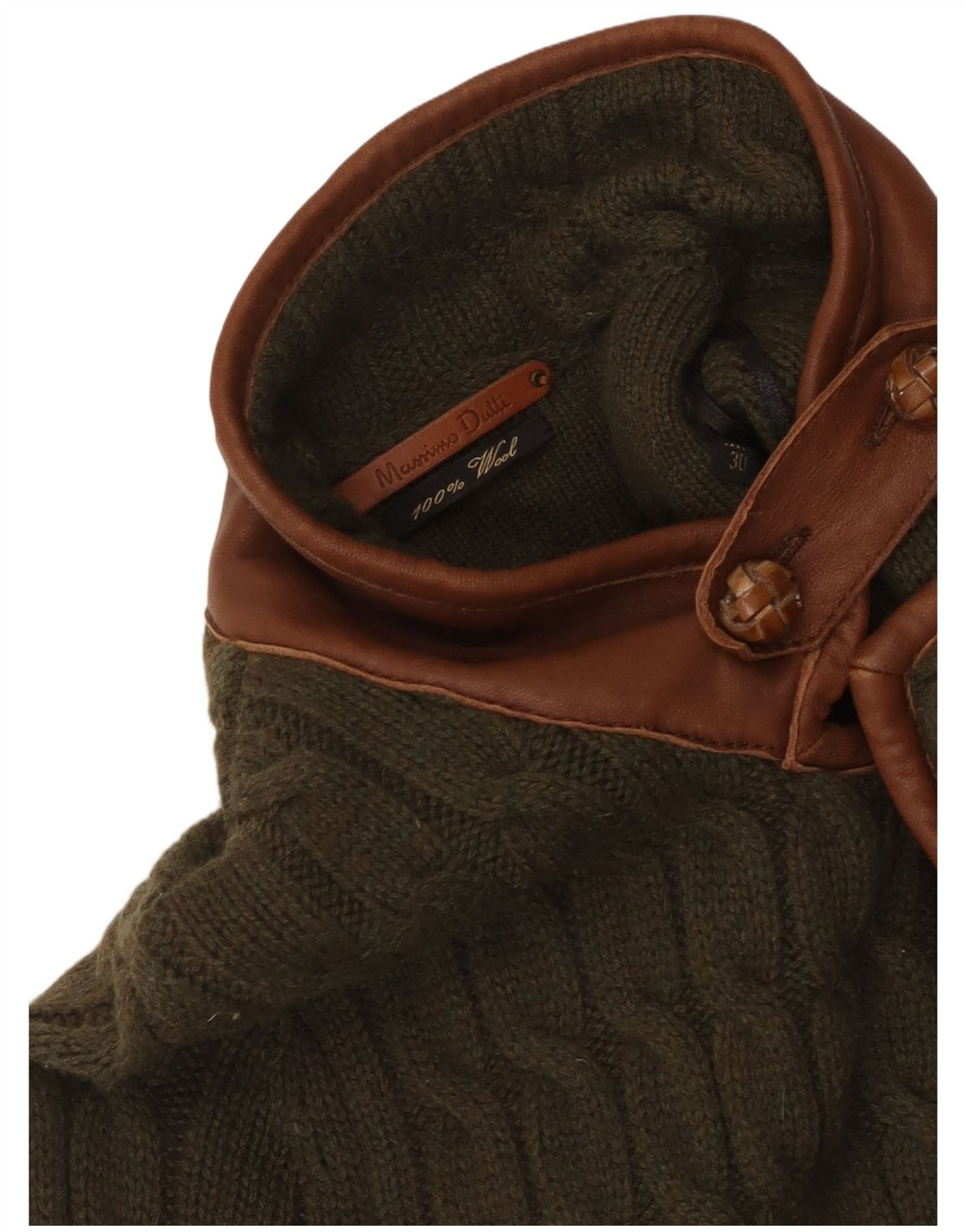 Suéter cardigã feminino Massimo Dutti UK 8 pequeno cáqui colorblock lã