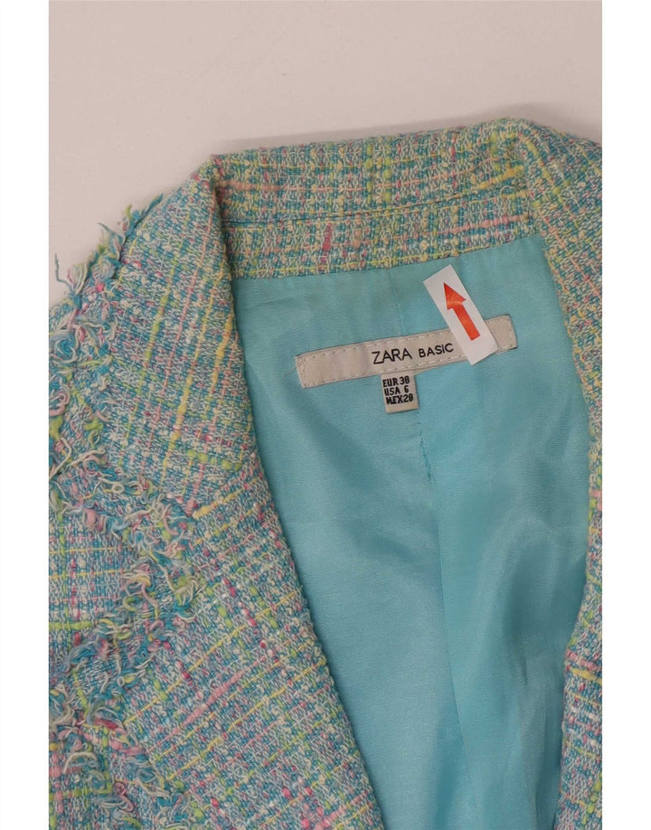 Jaqueta blazer feminina Zara manga 3/4 UE 38 pequena xadrez multicolorida