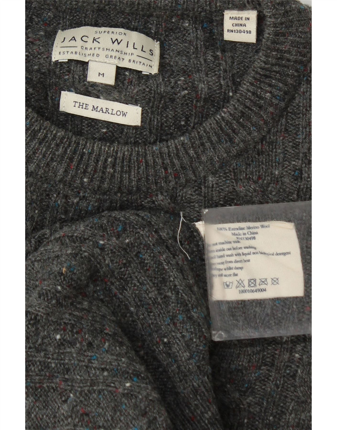 Suéter masculino Jack Wills The Marlow com gola redonda cinza médio manchado