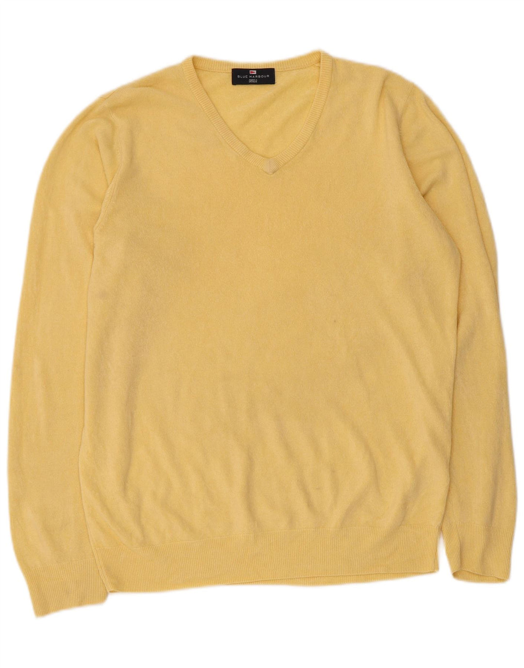 Suéter masculino Marks & Spencer Blue Harbor com decote em V amarelo médio