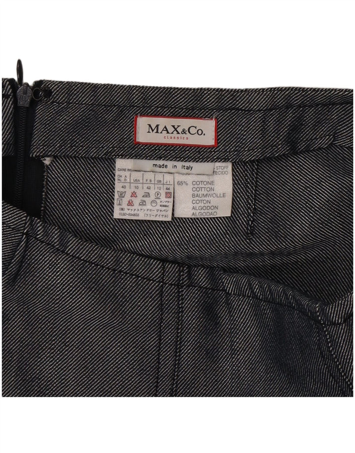 Saia plissada feminina Max & Co. Reino Unido 12 médio W30 algodão azul marinho